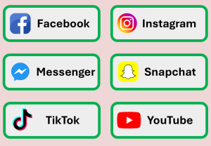 Seks logoer av sosiale medier.