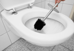 WC med toalettbørste.