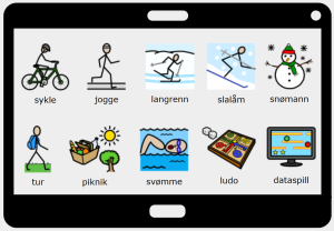 Symboler for mange uliek aktiviteter på et nettbrett.