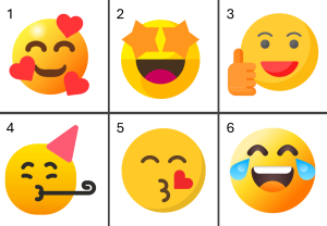 6 ulike smilefjes.